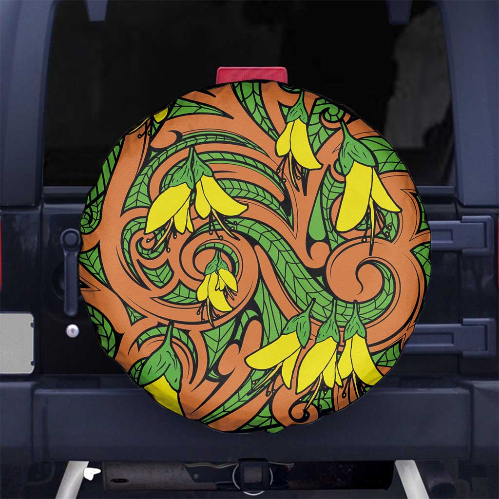 New Zealand Kowhai Flowers Spare Tire Cover Maori Koru Pattern LT03 - Polynesian Pride