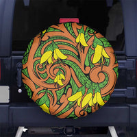 New Zealand Kowhai Flowers Spare Tire Cover Maori Koru Pattern LT03 - Polynesian Pride