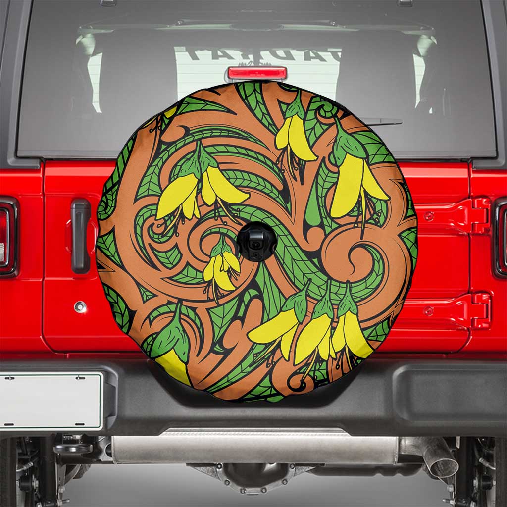 New Zealand Kowhai Flowers Spare Tire Cover Maori Koru Pattern LT03 - Polynesian Pride