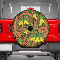 New Zealand Kowhai Flowers Spare Tire Cover Maori Koru Pattern LT03 - Polynesian Pride