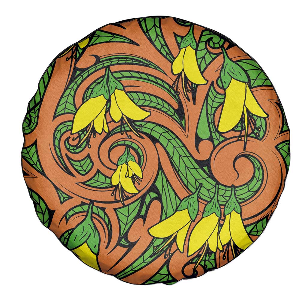 New Zealand Kowhai Flowers Spare Tire Cover Maori Koru Pattern LT03 - Polynesian Pride