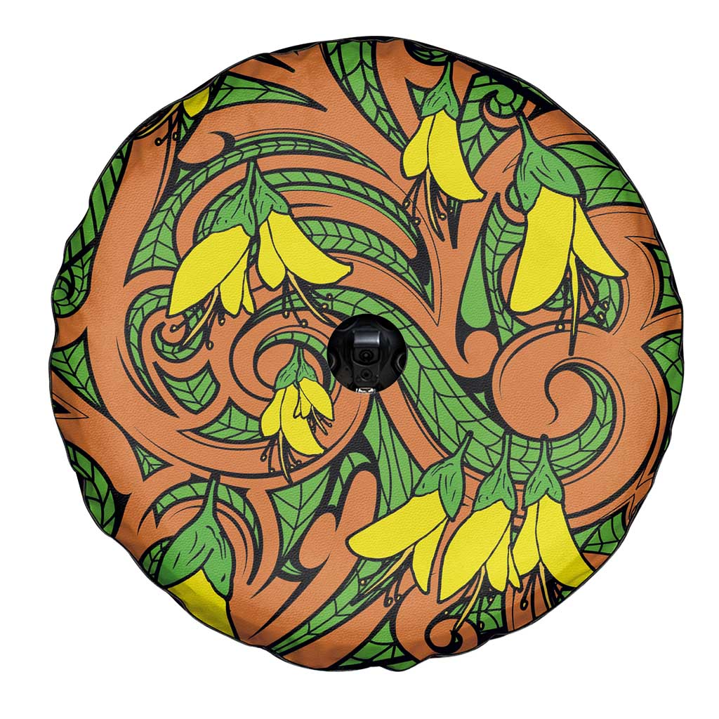 New Zealand Kowhai Flowers Spare Tire Cover Maori Koru Pattern LT03 - Polynesian Pride