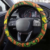 New Zealand Kowhai Flowers Steering Wheel Cover Maori Koru Pattern LT03 - Polynesian Pride