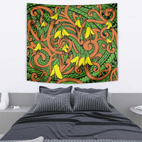 New Zealand Kowhai Flowers Tapestry Maori Koru Pattern
