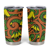 New Zealand Kowhai Flowers Tumbler Cup Maori Koru Pattern LT03 Orange - Polynesian Pride