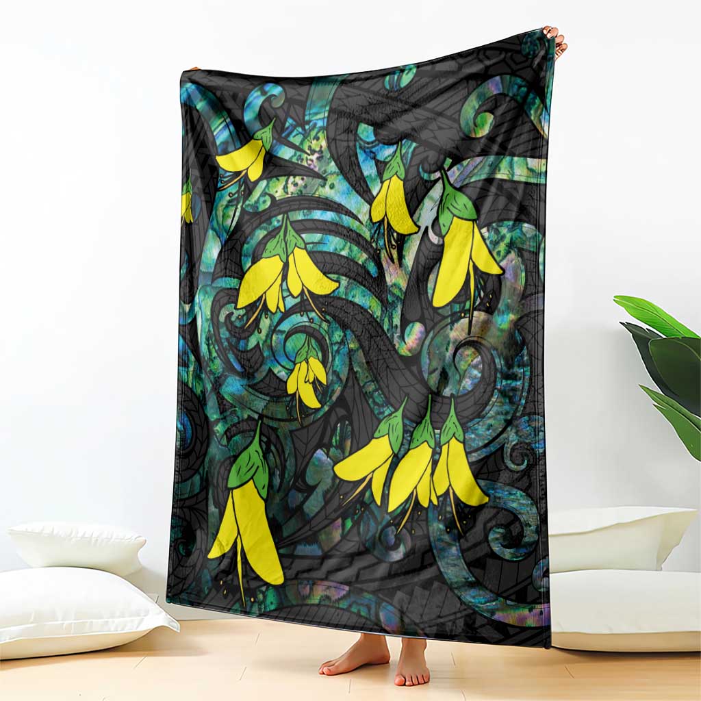New Zealand Kowhai Flowers Blanket Maori Koru Pattern With Paua Shell Style LT03 - Polynesian Pride