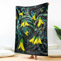New Zealand Kowhai Flowers Blanket Maori Koru Pattern With Paua Shell Style LT03 - Polynesian Pride