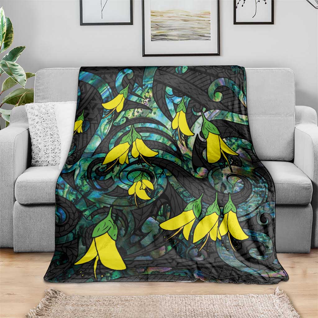 New Zealand Kowhai Flowers Blanket Maori Koru Pattern With Paua Shell Style LT03 - Polynesian Pride