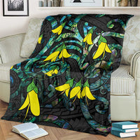 New Zealand Kowhai Flowers Blanket Maori Koru Pattern With Paua Shell Style LT03 - Polynesian Pride
