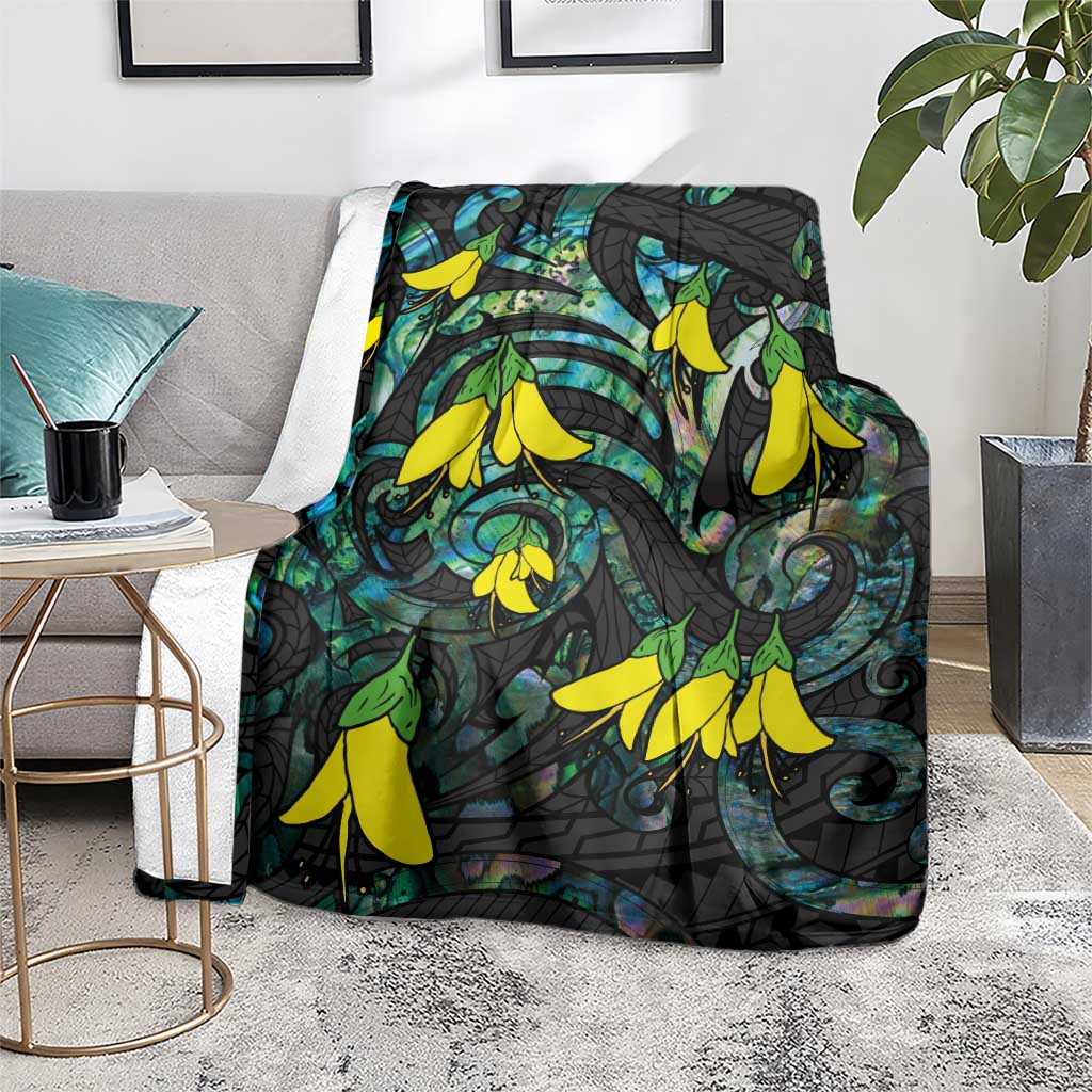 New Zealand Kowhai Flowers Blanket Maori Koru Pattern With Paua Shell Style LT03 - Polynesian Pride