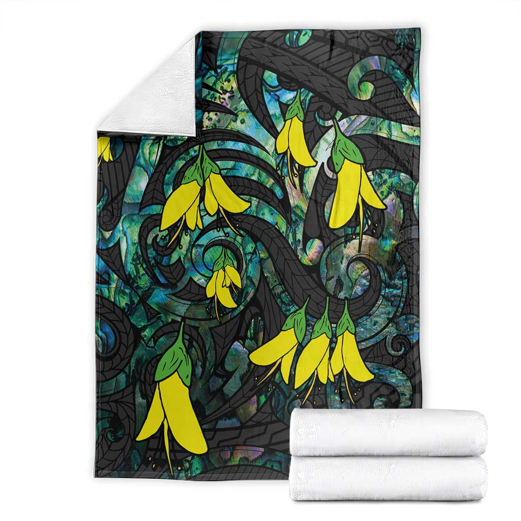 New Zealand Kowhai Flowers Blanket Maori Koru Pattern With Paua Shell Style LT03 - Polynesian Pride