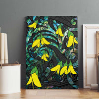 New Zealand Kowhai Flowers Canvas Wall Art Maori Koru Pattern With Paua Shell Style LT03 - Polynesian Pride