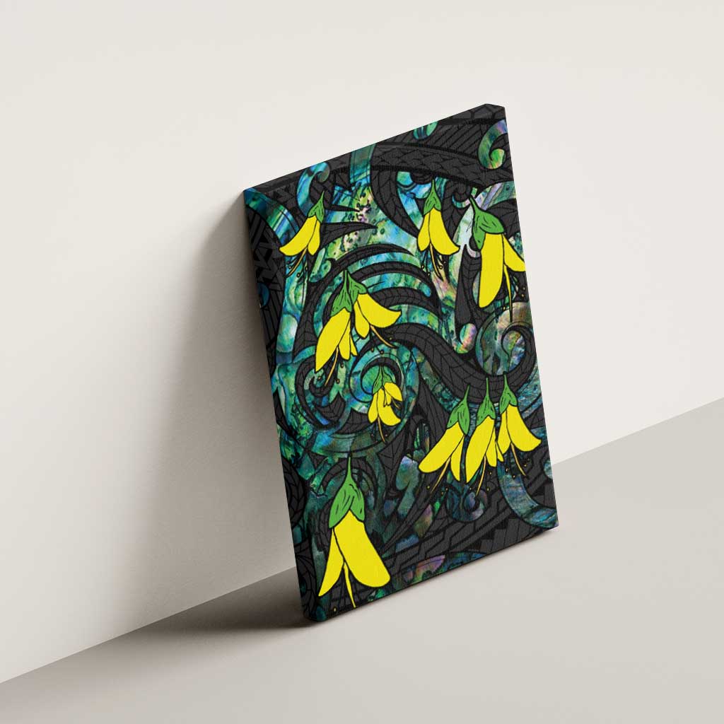 New Zealand Kowhai Flowers Canvas Wall Art Maori Koru Pattern With Paua Shell Style LT03 - Polynesian Pride