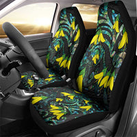 New Zealand Kowhai Flowers Car Seat Cover Maori Koru Pattern With Paua Shell Style