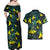 New Zealand Kowhai Flowers Couples Matching Off Shoulder Maxi Dress and Hawaiian Shirt Maori Koru Pattern With Paua Shell Style