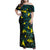 New Zealand Kowhai Flowers Family Matching Off Shoulder Maxi Dress and Hawaiian Shirt Maori Koru Pattern With Paua Shell Style