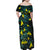 New Zealand Kowhai Flowers Family Matching Off Shoulder Maxi Dress and Hawaiian Shirt Maori Koru Pattern With Paua Shell Style