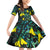 New Zealand Kowhai Flowers Family Matching Off Shoulder Short Dress and Hawaiian Shirt Maori Koru Pattern With Paua Shell Style