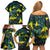 New Zealand Kowhai Flowers Family Matching Off Shoulder Short Dress and Hawaiian Shirt Maori Koru Pattern With Paua Shell Style