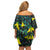 New Zealand Kowhai Flowers Family Matching Off Shoulder Short Dress and Hawaiian Shirt Maori Koru Pattern With Paua Shell Style