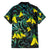 New Zealand Kowhai Flowers Family Matching Puletasi and Hawaiian Shirt Maori Koru Pattern With Paua Shell Style