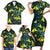 New Zealand Kowhai Flowers Family Matching Short Sleeve Bodycon Dress and Hawaiian Shirt Maori Koru Pattern With Paua Shell Style