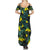 New Zealand Kowhai Flowers Family Matching Summer Maxi Dress and Hawaiian Shirt Maori Koru Pattern With Paua Shell Style