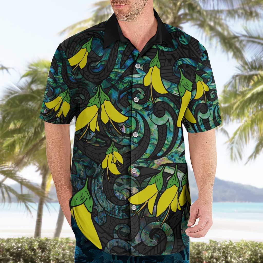 New Zealand Kowhai Flowers Hawaiian Shirt Maori Koru Pattern With Paua Shell Style LT03 - Polynesian Pride
