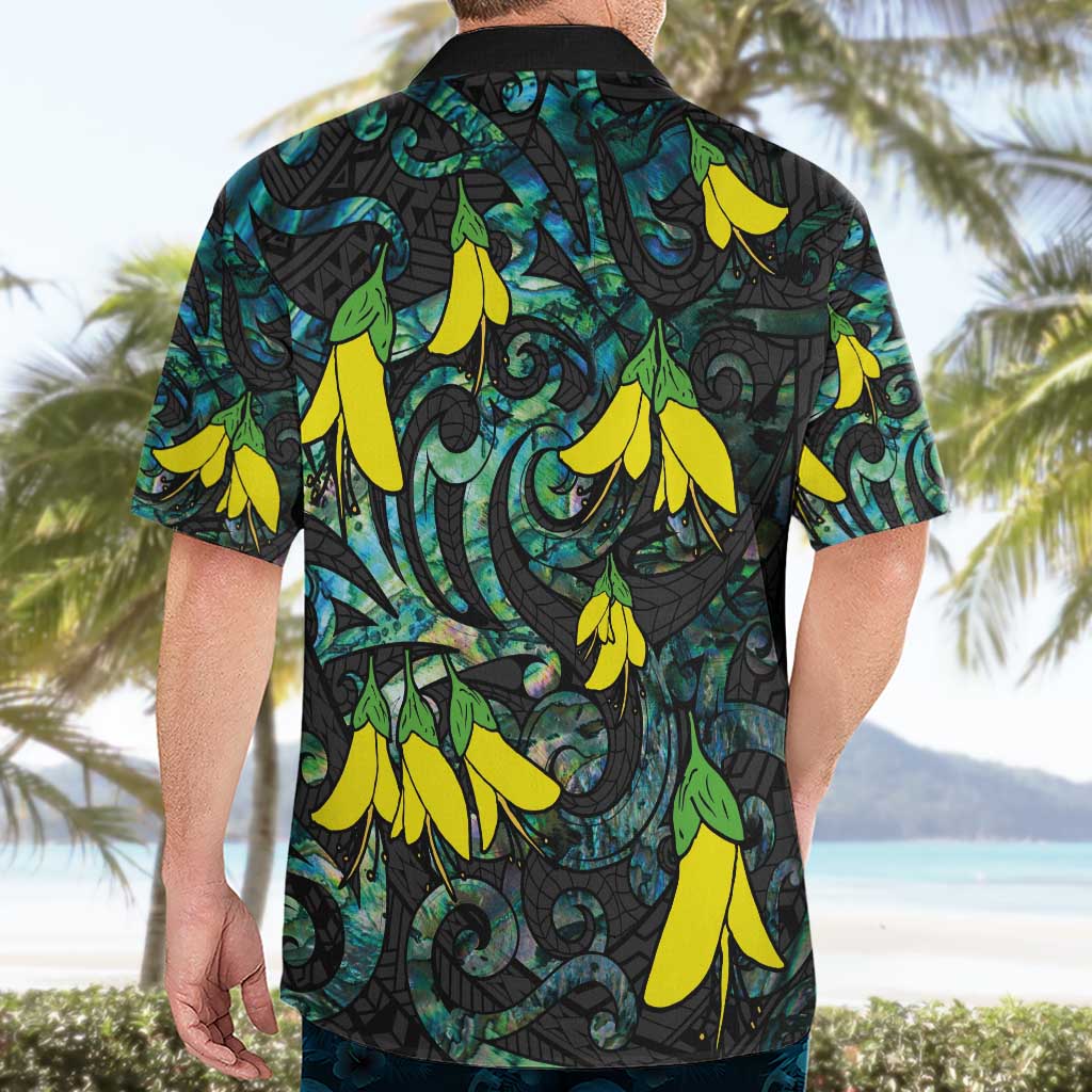 New Zealand Kowhai Flowers Hawaiian Shirt Maori Koru Pattern With Paua Shell Style LT03 - Polynesian Pride