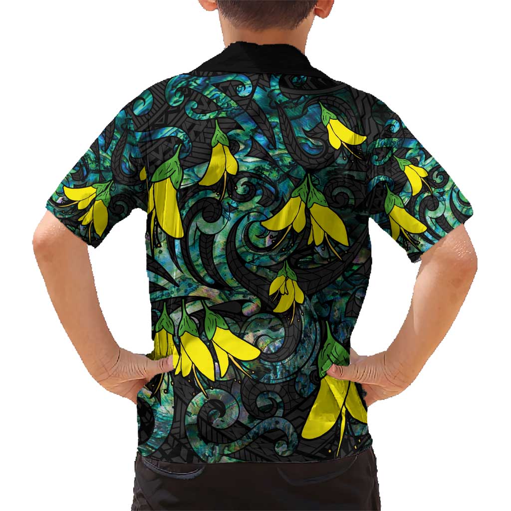 New Zealand Kowhai Flowers Hawaiian Shirt Maori Koru Pattern With Paua Shell Style LT03 - Polynesian Pride
