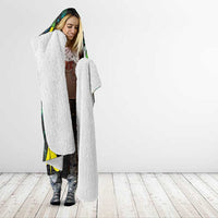 New Zealand Kowhai Flowers Hooded Blanket Maori Koru Pattern With Paua Shell Style LT03 - Polynesian Pride