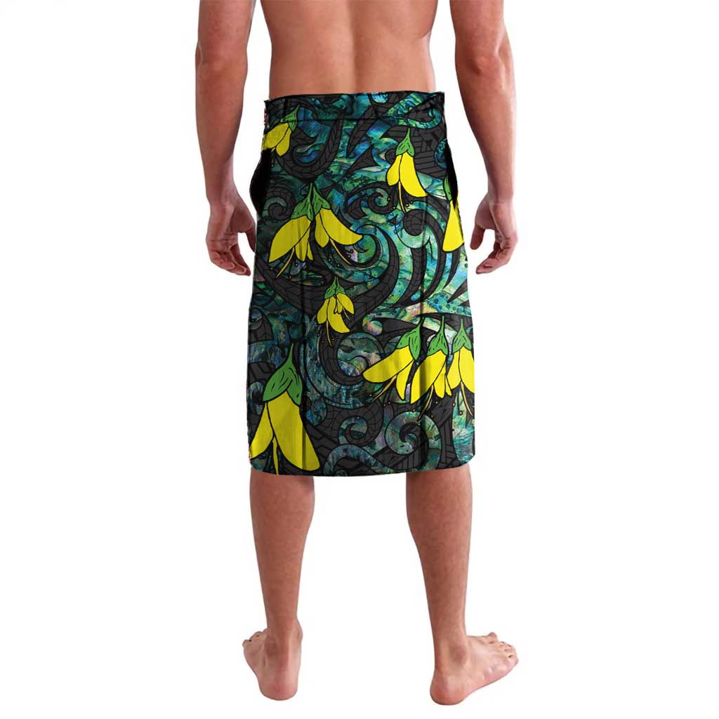 New Zealand Kowhai Flowers Lavalava Maori Koru Pattern With Paua Shell Style LT03 - Polynesian Pride