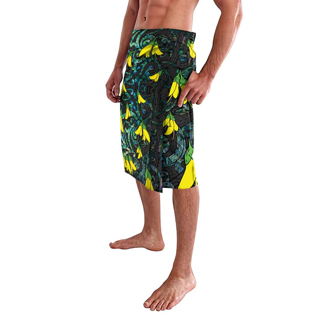 New Zealand Kowhai Flowers Lavalava Maori Koru Pattern With Paua Shell Style LT03 - Polynesian Pride
