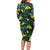 New Zealand Kowhai Flowers Long Sleeve Bodycon Dress Maori Koru Pattern With Paua Shell Style