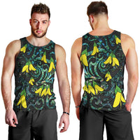 New Zealand Kowhai Flowers Men Tank Top Maori Koru Pattern With Paua Shell Style LT03 - Polynesian Pride