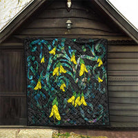 New Zealand Kowhai Flowers Quilt Maori Koru Pattern With Paua Shell Style