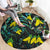 New Zealand Kowhai Flowers Round Carpet Maori Koru Pattern With Paua Shell Style