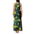 New Zealand Kowhai Flowers Tank Maxi Dress Maori Koru Pattern With Paua Shell Style