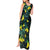 New Zealand Kowhai Flowers Tank Maxi Dress Maori Koru Pattern With Paua Shell Style