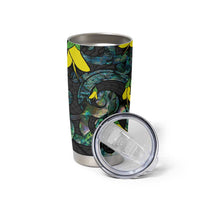 New Zealand Kowhai Flowers Tumbler Cup Maori Koru Pattern With Paua Shell Style LT03 - Polynesian Pride