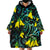 New Zealand Kowhai Flowers Wearable Blanket Hoodie Maori Koru Pattern With Paua Shell Style