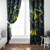 New Zealand Kowhai Flowers Window Curtain Maori Koru Pattern With Paua Shell Style LT03 - Polynesian Pride
