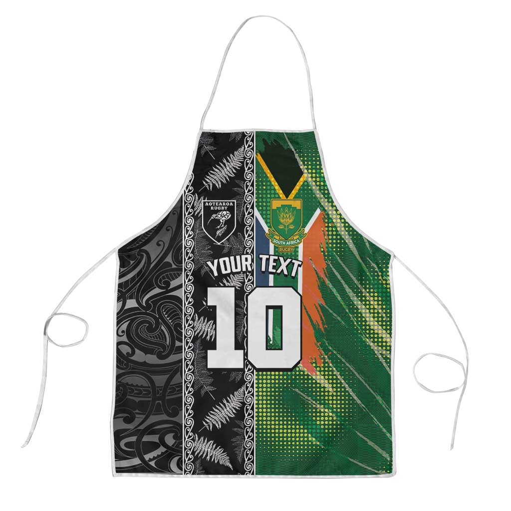 Custom Aotearoa South Africa Rugby Freedom Cup Apron Maori Silver Fern Art and Sporty Flag SA - Polynesian Pride