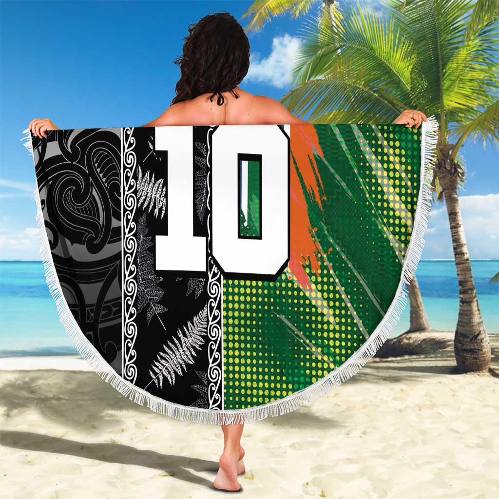 Custom Aotearoa South Africa Rugby Freedom Cup Beach Blanket Maori Silver Fern Art and Sporty Flag SA LT03 - Polynesian Pride