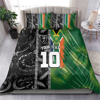 Custom Aotearoa South Africa Rugby Freedom Cup Bedding Set Maori Silver Fern Art and Sporty Flag SA - Polynesian Pride