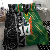 Custom Aotearoa South Africa Rugby Freedom Cup Bedding Set Maori Silver Fern Art and Sporty Flag SA - Polynesian Pride