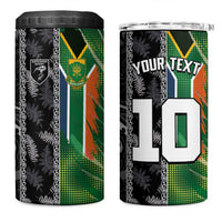 Custom Aotearoa South Africa Rugby Freedom Cup 4 in 1 Can Cooler Tumbler Maori Silver Fern Art and Sporty Flag SA LT03 One Size: 16 oz Black - Polynesian Pride