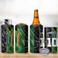 Custom Aotearoa South Africa Rugby Freedom Cup 4 in 1 Can Cooler Tumbler Maori Silver Fern Art and Sporty Flag SA LT03 - Polynesian Pride