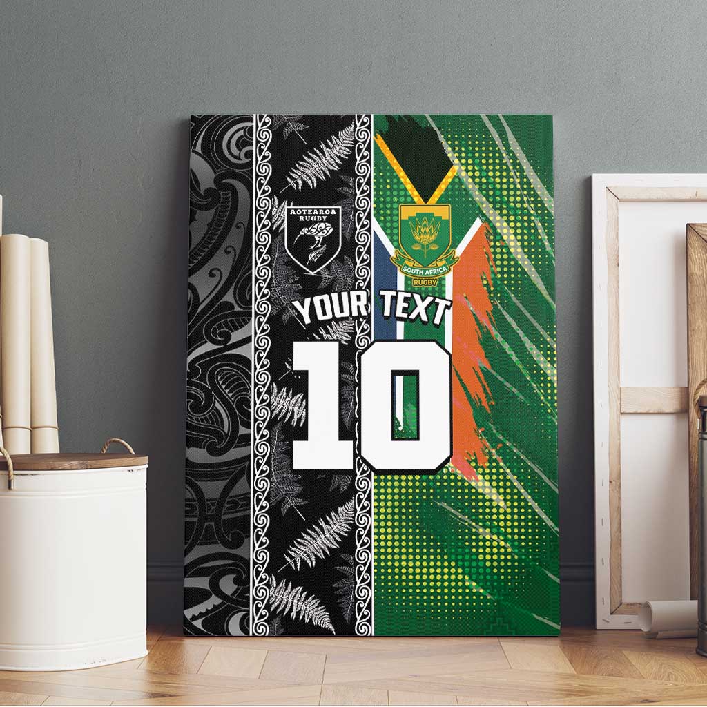 Custom Aotearoa South Africa Rugby Freedom Cup Canvas Wall Art Maori Silver Fern Art and Sporty Flag SA LT03 - Polynesian Pride