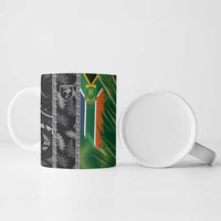 Custom Aotearoa South Africa Rugby Freedom Cup Ceramic Mug Maori Silver Fern Art and Sporty Flag SA - Polynesian Pride